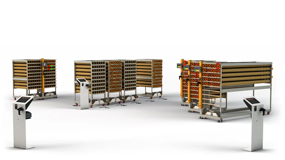 Sistema di stoccaggio e movimentazione intelligente dei tagli di tessuto