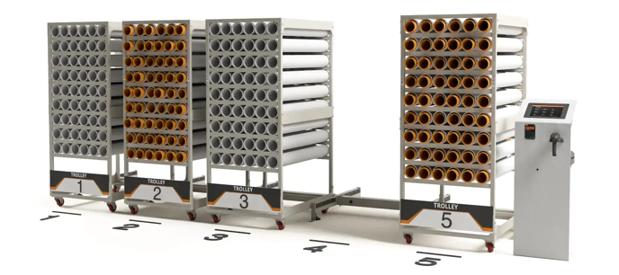 Sistema di stoccaggio e movimentazione intelligente dei tagli di tessuto
