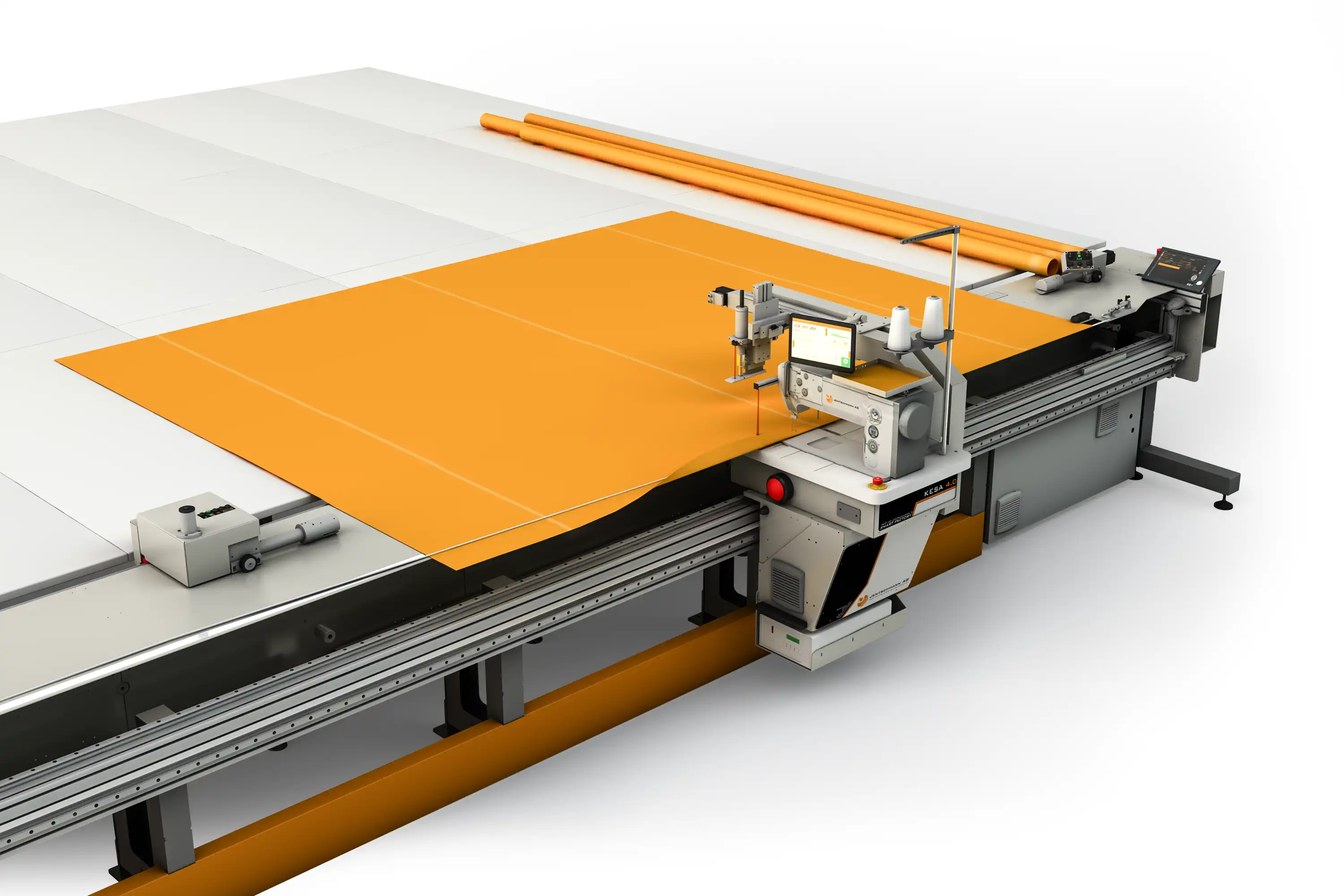 Impianto di cucitura per orlatura teli e inserimento tondino